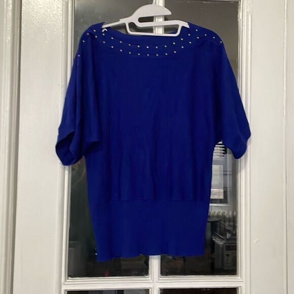 Preowned United States sweater studded shirt sleeve cobalt blue size medium - Picture 1 of 6